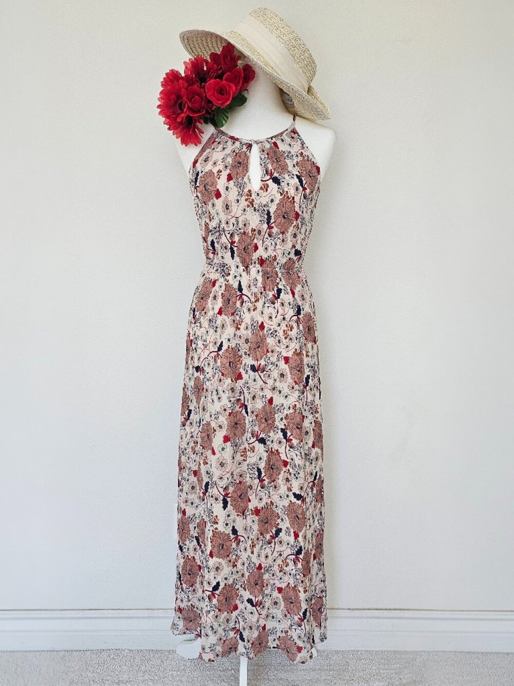 Massimo Dutti Floral Pleated Maxi Dress Made in Portugal EUR 36 US 4